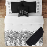 Mainstays 5-Piece Embroidered Comforter Set 95624 White / Black Full / Queen