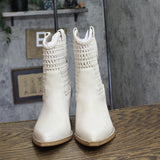 DV Dolce Vita Leather Pull-On Pointed Toe Western Booties Ivory Off White 8M