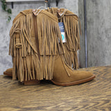 Universal Thread Womens Austin Fringe Western Ankle Boots 94463099 Tan Brown 8M