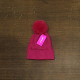On 34th Rib-Knit Beanie with Pom Pom and Rolled Cuff MO1542501 Bright Pink