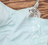 Rhonda Shear Padded Crochet Trim Camisole with Adjustable Straps Aqua Blue M