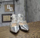 INC International Concepts Womens Valan Triple-Strapped Flats Silver Gray 9M
