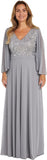 R&m Richards Womens Sequin Evening Dress Gown 99399 Silver Gray 10