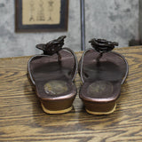 Rampage Womens Vintage Rose Thong Sandals 167417421b3565 Brown Patent 6.5M