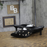 A New Day Womens Katia Heels Satin Slip On Mules 94663382 Black 8.5M