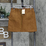 Raga Womens Faux Suede Short Mini Skirt Brown Rivka L