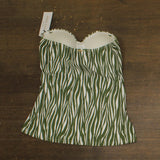 Anne Cole Modern Twist-Front Bandeaukini Swim Top Sierra Woodblock Green L