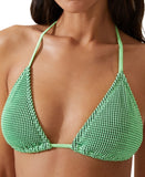 Cotton On Womens String Triangle Bikini Top Intense Lime / Black Crinkle XS