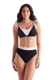 Mimi Flamingo Layered Slimming Triangle Swim Bra Top 900051012 Black / White 6