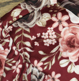 Casual Time Floral Print Short Sleeve Knit Stretch Night Gown Red Multi 2XL