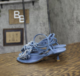 Stuart Weitzman Womens Belize 50 Sandal Pump Heeled SI662 Washed Blue 7.5B