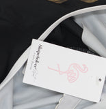 Mimi Flamingo Zipper One-Piece Swimsuit with Shorts Overlay Black / White 14