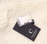 C By Private Label Waffle Knit Sweater Button Shoulder Ivory Off White XL