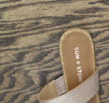 Sun + Stone Two-Strap Easten Slide Sandals 10008571000 Metallic Brown 6.5M
