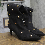 A New Day Studded Faux Suede Mid-Calf Boots 94568948 Jet Black / Gold 11M