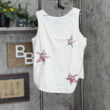 DG2 Womens Embroidered Star Tank Top 678534 Ivory Multi 1X