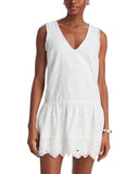 Aqua Womens Eyelet V-Neck Flounce Mini Dress Crochet Trim IDO14627 White M