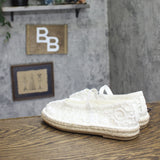Universal Thread Womens Celia Floral Lace Mary Jane Espadrille Flats White 6.5M