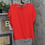 INC International Concepts Womens Rolled Sleeve T-Shirt Knit Top Red XL
