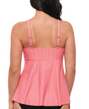 Swim Solutions Womens Swim Textured Underwire Tankini Top 806766 Guava Pink 14