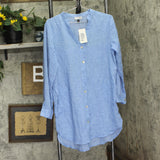 J Valdi Womens Big Shirt Button-Front Cover Up 57595JV Chambray Blue M