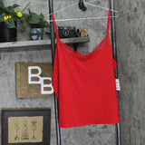 State Of Day Womens Lace-Trim Camisole Pajama Top 100198303MS Tango Red 2XL