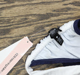 Aqua Womens Swim Shirred Bikini Bottom AQRR25722 Navy Blue / White M