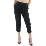 DKNY Womens Straight Leg Ankle Cropped Belted Pants XJ1PS623 Black Striped 4P