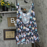 O'Neill Womens Woven Ruffle Cover Up Top Gray Multi See Measurements