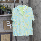 Hue Womens Ornate Floral Notched Collar Pajama Set Tropical Blue Green 1X