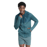 All In Motion Mens Soft Stretch Hooded Full Zip Top Heathered Dark Green XL