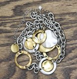 Premier Designs Charm Pendant Heavy Chain Necklace Silver Gray / Gold 20" + 5"