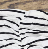 Motherhood Maternity Sleeve Side-Ruched Maternity T-Shirt White Black Stripe L