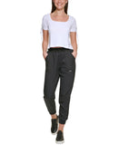 Dkny Jeans Women's Cropped Tied-Sleeve T-Shirt E22F8HIG White L