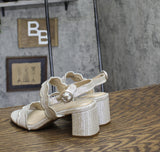 Easy Spirit Womens Daana Block Heel Sandals SEDAANA2 Silver Brown / Natural 7M