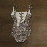 Michael Michael Kors Grommet Lace-Up One-Piece Swimsuit White Leopard Multi 4