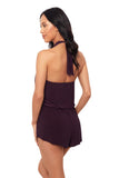 Magicsuit Solids Piper Underwire Halter One Piece Swimsuit Prune Purple 10