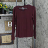 Nine West Womens Long Sleeve Soft Spun T-Shirt Tee 16608718c4513a Maroon Red S