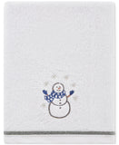 Decor Studio Holiday Snowman Turkish Cotton 2-Pc. Hand Towel Set White 16x28