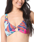 Vince Camuto Womens Floral Fiji Ring Bikini Top Swim V1J775 Blue Multi L