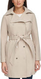 Calvin Klein Women's Trench Coat Belted Jacket Detachable Hood Tan Brown M