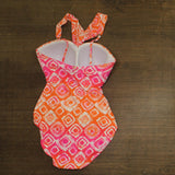 Anne Cole Foulard Twist Shirred One Piece Swimsuit Tie Dye Foulard Pink Multi 14