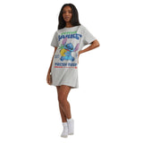 Skinnydip Lilo & Stitch Oversized Graphic T-Shirt Dress 94092396 Gray XS