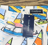 Club Room Mens Sail Sketch 7" Board Shorts Bright White Multi S