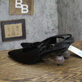 A New Day Simone Rhinestone Ball Slingback Heels 94660895 Black 7.5M
