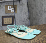 Nine West Womens Ankle Wrap Thong Sandals Light Blue 11M