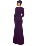 Betsy & Adam Womens High-Slit Ruffled Scuba Dress Gown A26724 Mulberry Purple 12