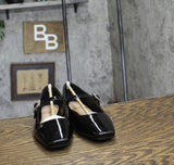 On 34th Womens Saadet Rhinestone-Buckle Mary Jane Flats Black Patent 7M