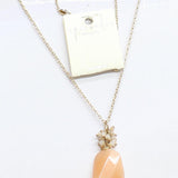 Influence Drop Beaded Cluster Stone Pendant Necklace Gold / Pink 30" + 3.5"