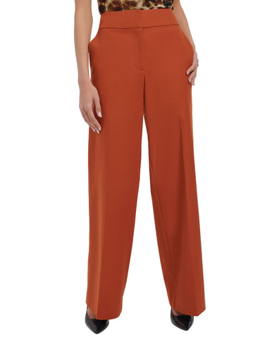 Calvin Klein Womens Whitney Wide-Leg Work Wear Dress Pants Tera Orange Brown 8